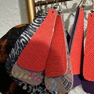 Leather Pink and Multicolor Earrings